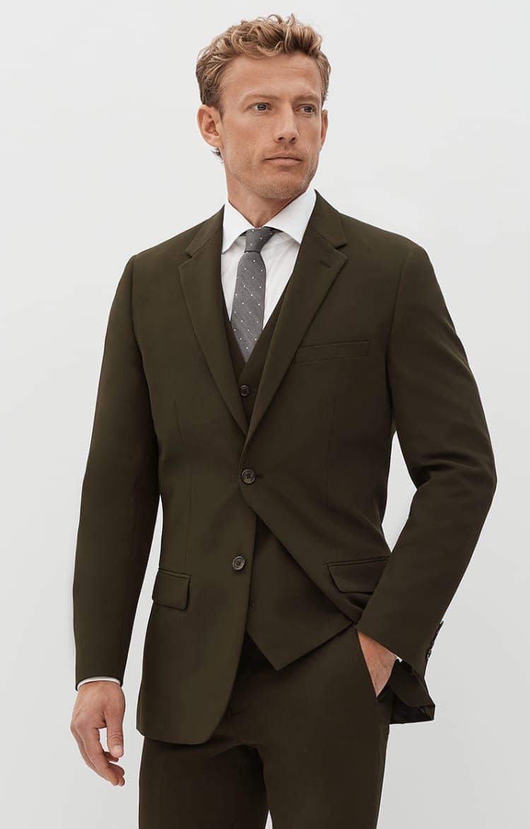 Olive green men's suit