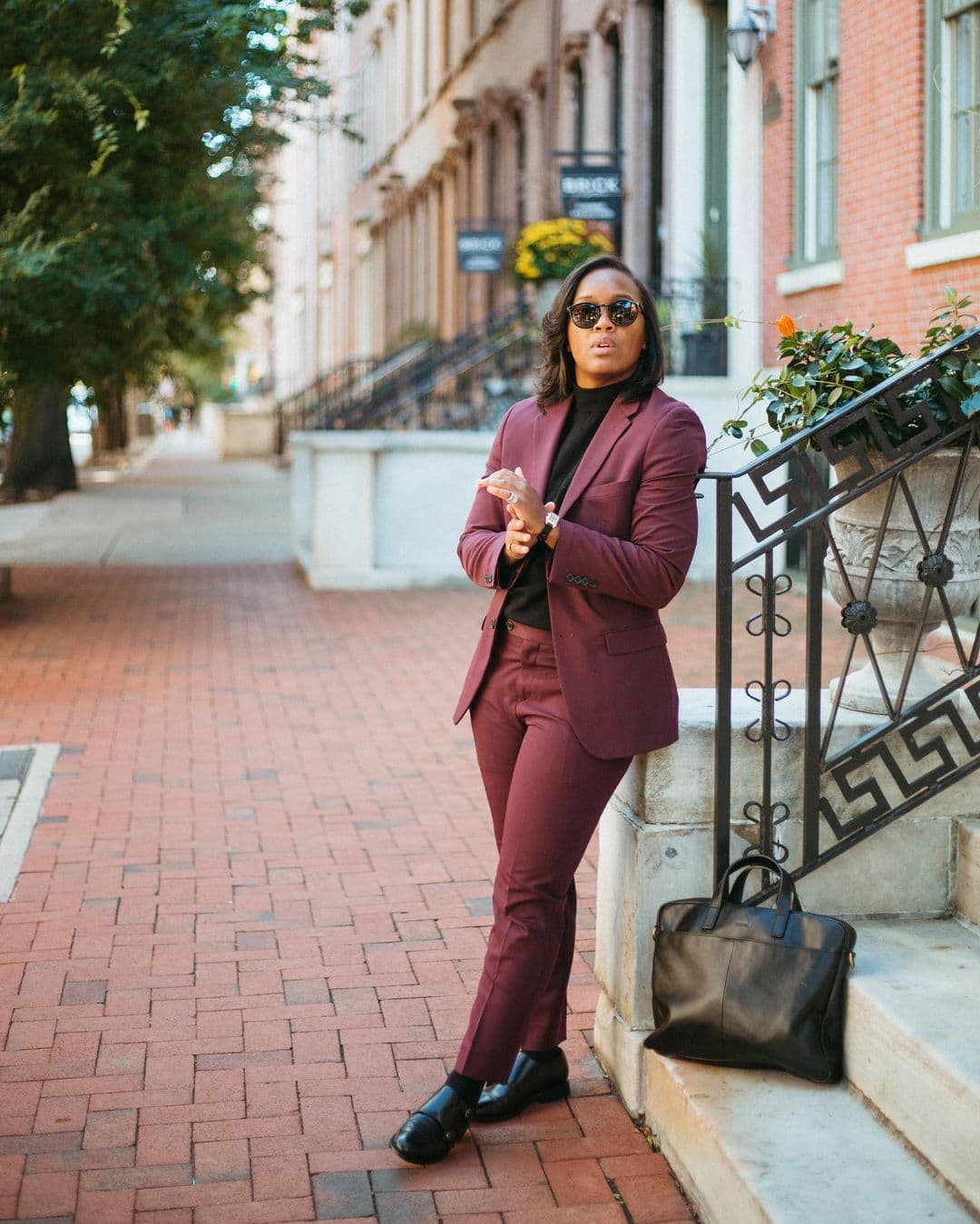 One suit color you didn't know you needed in your collection - burgundy. Weh nit comes to the fall and winter months, I love to play on other colors besides the navy and grays. I decided to go with the burgundy color suit as it stands out in all the right ways.