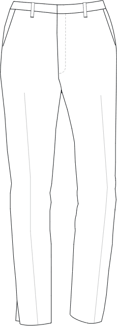 Sketch of women's suit pants for a trendy pantsuit to fit all bodies with tapered leg.